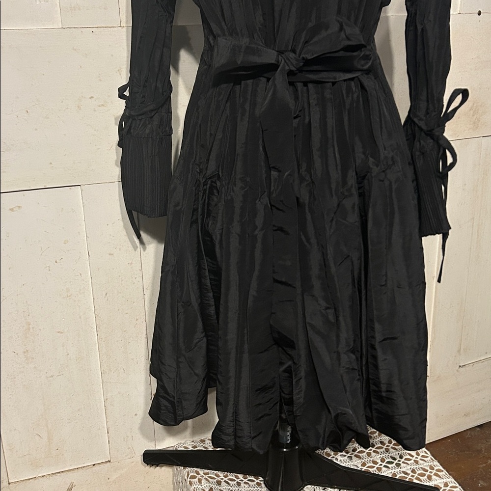 Ex Cond Jerry T Dress Coat Shacket Black Sz XL Crisp Crinkle Metallic Taffeta - Picture 12 of 16